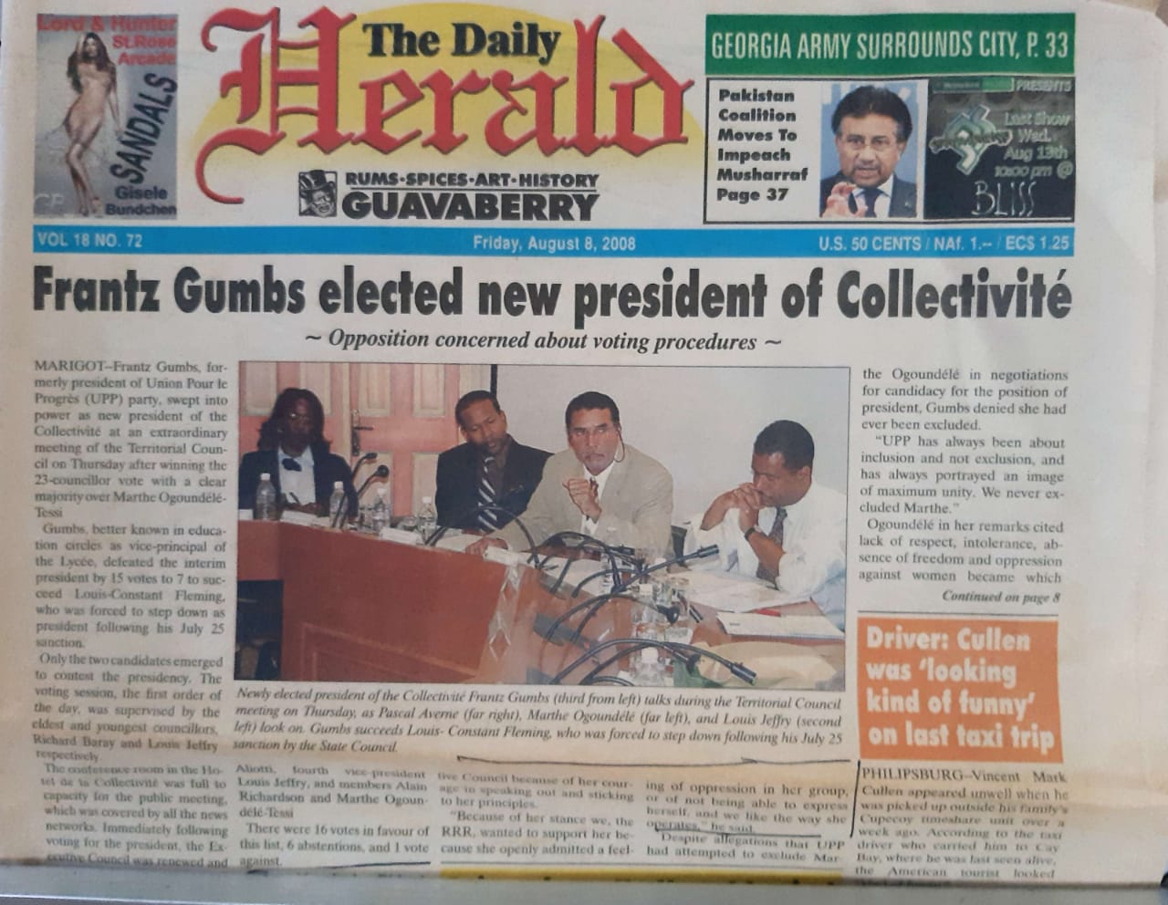 fg elu,la une du herald